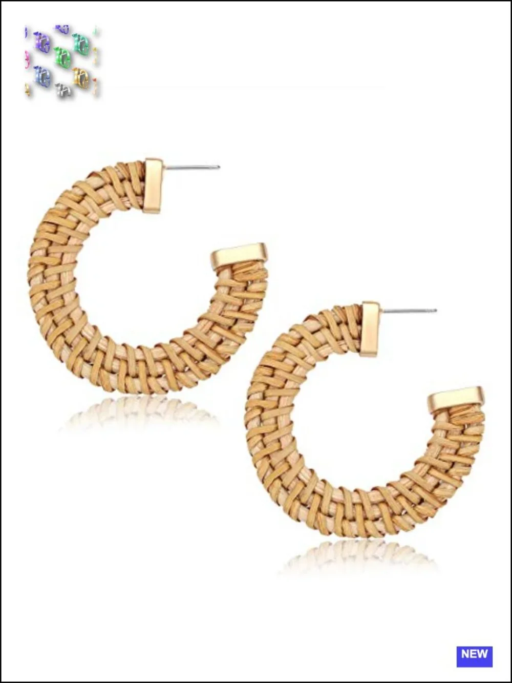 Handmade Straw Wicker Braid Drop Dangle Earrings Lightweight Geometric